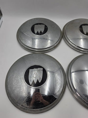 Vintage Buick Tri-Shield Dog Dish Poverty Hub Caps Set of 4 10" 1941-1960 OEM