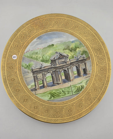 VINTAGE GERMAN LORENZ HUTSCHENREUTHER PORCELAIN 9.5" PLATES. 24k Gold Plated.