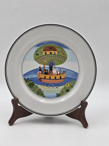 Villeroy & Boch  Naif Laplau 4 Salad Plates Christmas Village Noah Ark. 8 Inch