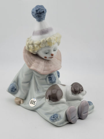 Retired LLadro Spain Figurine # 5277 Pierrot With Puppy Commedia Dell'Arte Clown