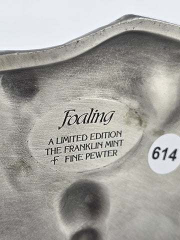 Polland Franklin Mint Pewter Horse Mare Foal Newborn Western Wildlife Figurine