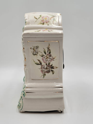 Antique 1890s #20 Kroeber Porcelain Mantle Clock - Turquois Accents - Working.