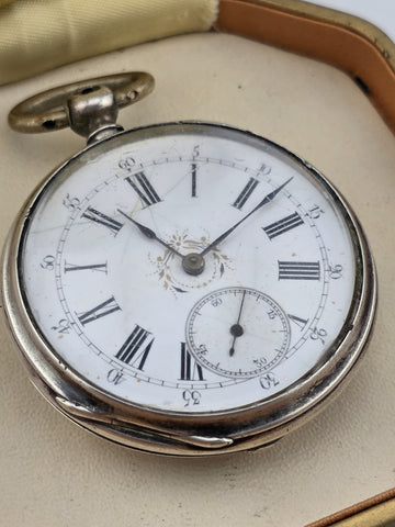 Antique Swiss Silver Pocket Watch c1890 ECHAPPEMENT CYLINDRE RUBIS Working