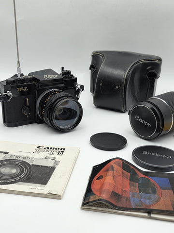 Vtg Canon F-1 35mm Film Camera Kit w/ FD 50mm f/1.4 S.S.C. & 90–230mm W Case