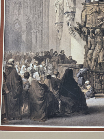 Pulpit in St. Gudule” 19th C British Lithograph Day & Son Queen’s Printer. 20x16