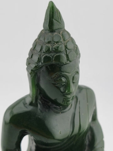 Rare Genuine Solid Canadian Nephrite Jade Thai Buddha Figurine - 6 Inch High.