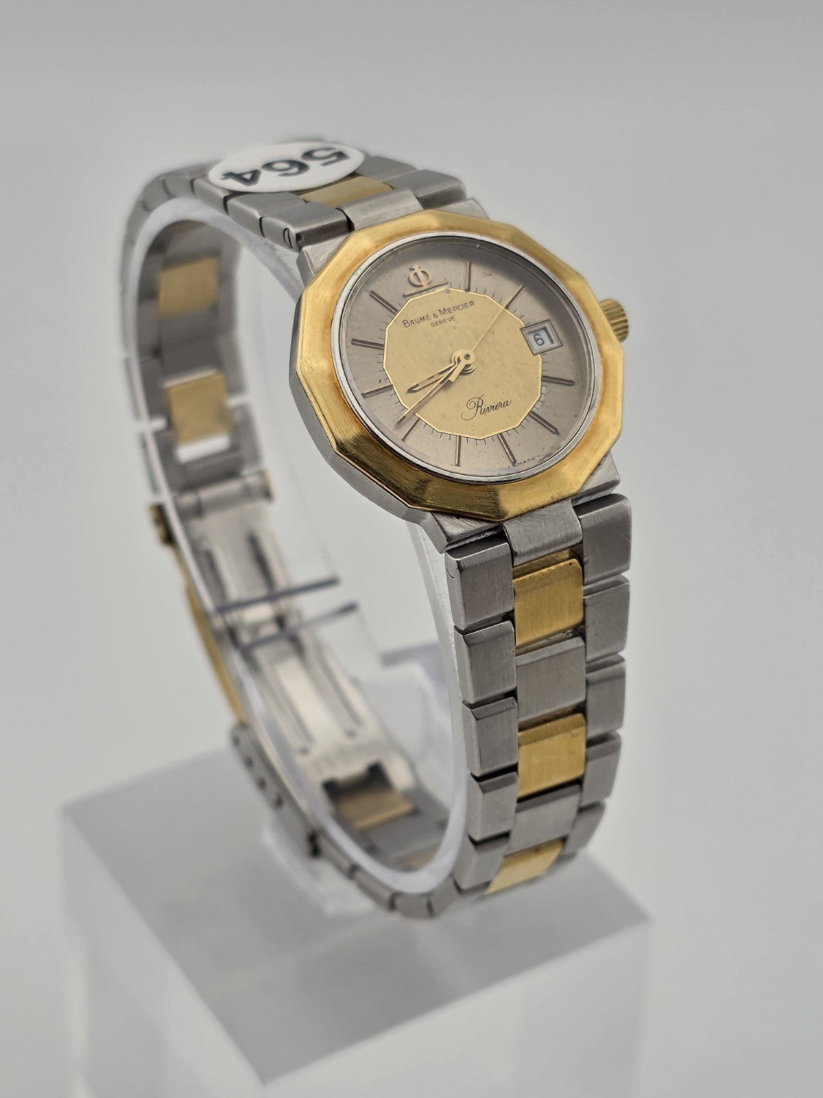 Vintage Baume & Mercier Riviera A5221.018 Two Tone Quartz Ladies Watch. Works.