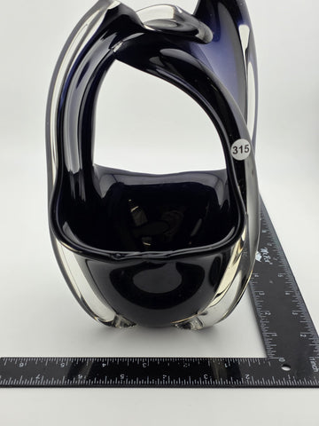 Rare Modern Abstract Murano Art Glass Vase Cobalt Blue Freeform Sculpture.