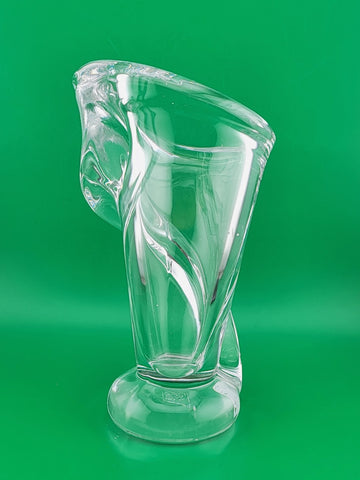 VINTAGE MCM ART VANNES LE CHATEL CALLA LILY VASE 7" CLEAR FRENCH ART GLASS