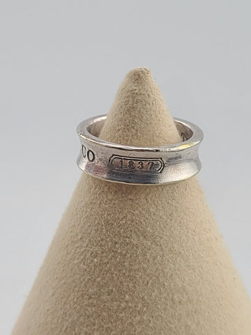 Authentic Tiffany & Co 1837 Sterling Silver 6.3mm Wide Concave Band Ring Size 7