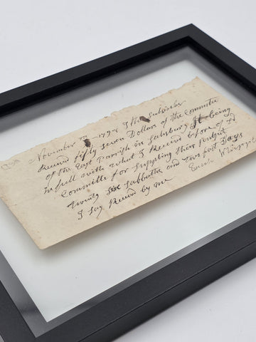 Ultra Rare 1798 Enoch Whipple Signed Church Receipt Salisbury MA Pulpit Payment