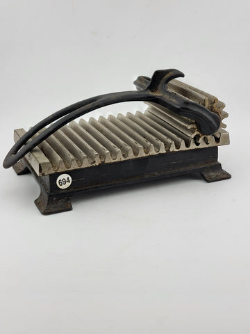 Rare Antique 1880 American Machine Cast Iron Hand Fluter Crimper W Wooden Handle