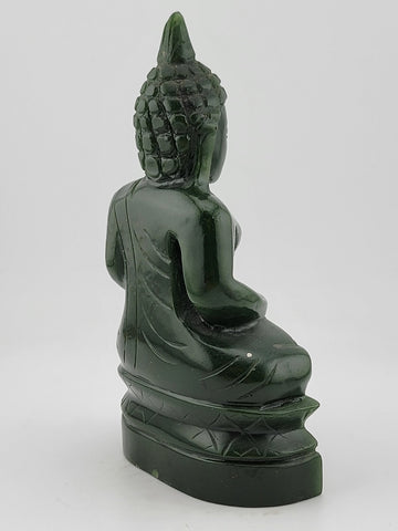 Rare Genuine Solid Canadian Nephrite Jade Thai Buddha Figurine - 6 Inch High.