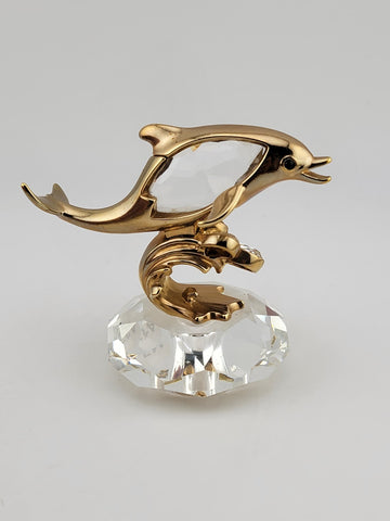 Lencia  Star Collection Austrian Lead Crystal/ 22 Carat Goldplated Metal Dolphin