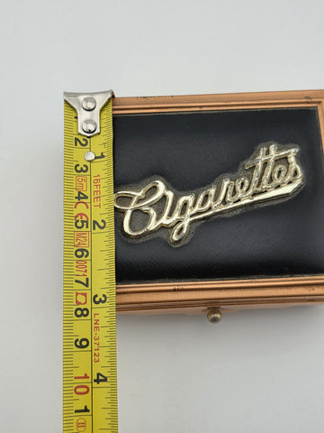 Antique Copper & Leather Cigarette Box Art Deco Style Tabletop Cigarette Case