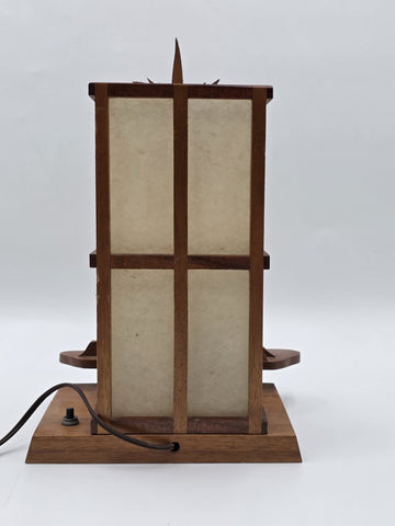 Vintage Mid Century Modern Carved Hawaiian Koa Wood Palm Tree Tiki Table Lamp