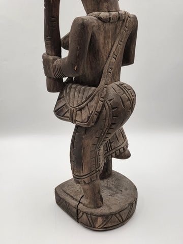 Rare Antique XL 26 In Yoruba African Wood Pregnant Lady Tribal Sculpture Nigeria