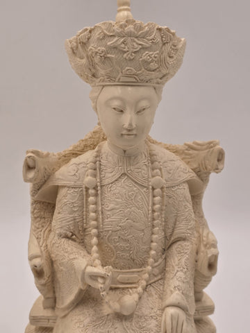 Vintage Chinese Hand-Carved Resin Emperor and Empress Figurine 12” Inch Statue