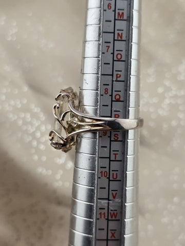 Rare Sterling Silver 925 Carved Rock Crystal Cross Intaglio Ring Statement Sz 9