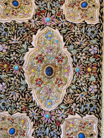 Vintage Oriental Golden 100% Silk Embroided Patchwork. Great Mother's Day Gift.