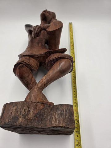 Rare Vintage African Yoruba Style Hand Carved Wood Drummer Figure 22" Tribal Art