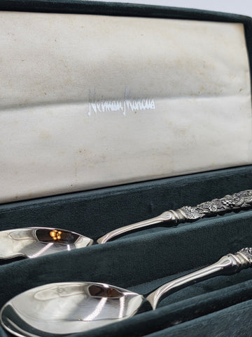 VTG GODINGER GSA 2-PIECE GRAPE LEAF SILVERPLATE UTENSIL SERVING NEIMAN MARCUS