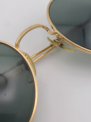 Rare 1980s 52/21mm VINTAGE B&L RAY BAN USA ROUND AVIATOR SUNGLASSES