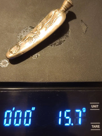 Antique 19thC Sterling Silver Pendant Chatelaine Perfume Scent Bottle W Wisteria