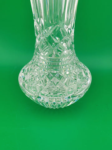 Vtg 1970's Waterford Crystal Giftware 10" Flower Vase Criss Cross Vertical Cut