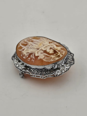 ANTIQUE SUITE OF EXQUISITE ITALIAN CAMEO "THE THREE GRACES" STERLING SILVER.