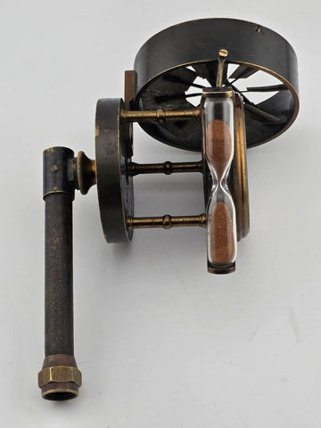 Antique No.1974 Brass Air Meter Anemometer w/ Sand Timer, Circa 1900 Mining Tool