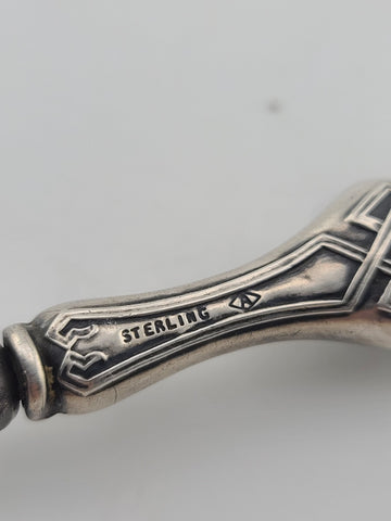Rare Antique 19th C. AMERICAN STERLING SILVER SHOE HORN W EMBOSSED FLORAL DESIGN