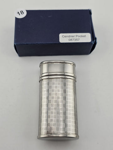 Rare Vintage S.T. Dupont Paris Pocket Cigar Ashtray Guilloche Silver Plate w Box