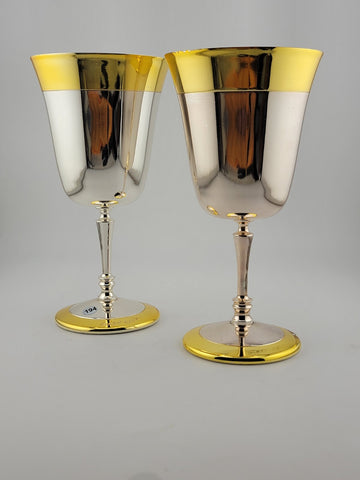2 Collectible Mary Kay Gold & Silver Metal Goblet Cup Glasses Drinking Good Cond