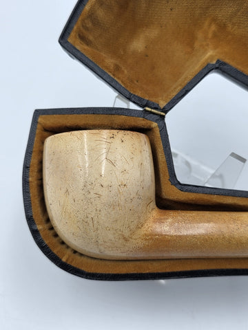 Antique D.P. Ehrlich Boston Large Meerschaum Tobacco Pipe Genuine Amber Stem