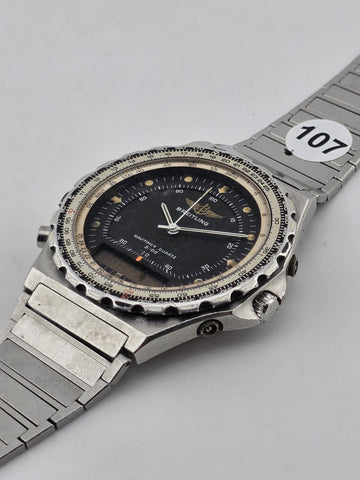 1987 42mm Breitling 80972 Jupiter Navitimer 3300 Quartz Watch. Untested. As-is.