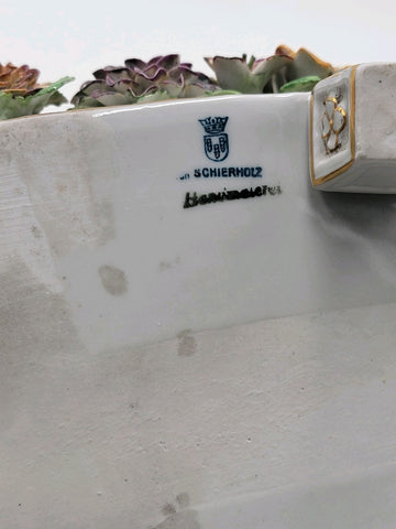 Antique 19th C Large Von Scheierholz German Porcelain Footed Center Bowl. Read.