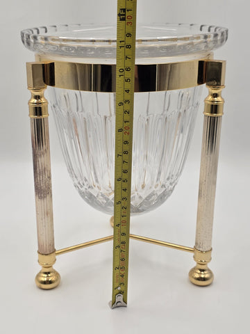 Design Guild Crystal Champagne Chiller Vertical Cut with Stand Brass Barware
