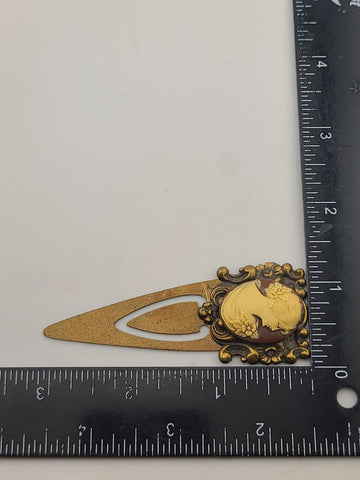 Rare Antique 19th C Victorian Glass Cameo Locket & Hair Pin Gilt Brass Classical
