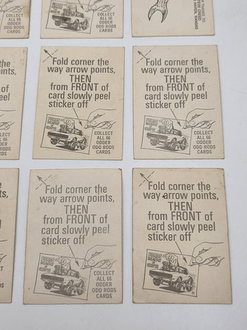 1970 Donruss Odd Rods Sticker Cards Lot of 12 Hot Rod Monster Rat Fink Style