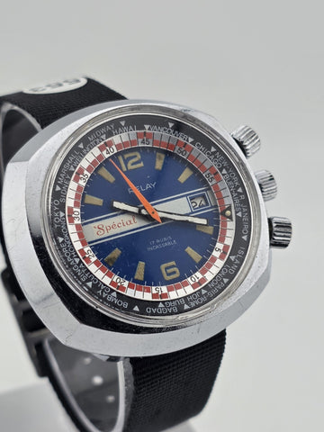 RARE RELAY SPÉCIAL - VINTAGE DIVER MEN'S WATCH / HERREN TAUCHER UHR. WORKS.