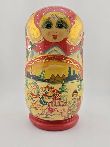 Vintage Collectible Hand Painted  Wooden Russian Matryoshka Nesting Dolls.