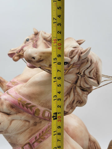 Rare HUGE Antique Ben Hur Porcelain Statue Italy Roman Chariot Racing Horses