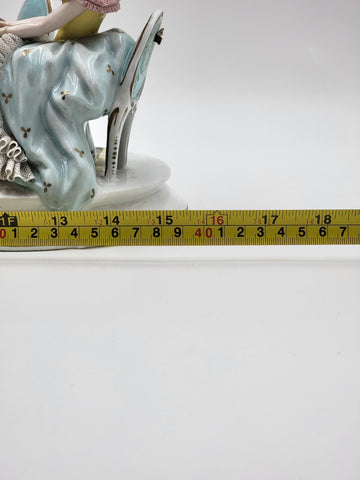 19th Century XL Sitcendorf German Hand Painted Porcelain & Lace Figural Grouping