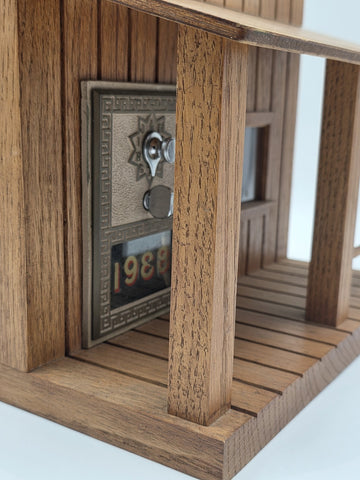 Vintage One Of A Kind Hand Made Post Office Door Bank W/ Wood Box Folk Art