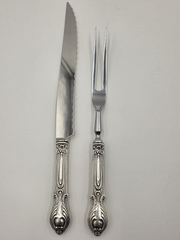 Antique 1920's WM Rogers Louis XV Sterling Handle Carving Set In Original Box.