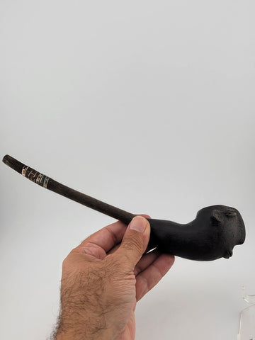 Rare Antique Collectible One Of A Kind African Tribal Clay Pipe W Long Stem.