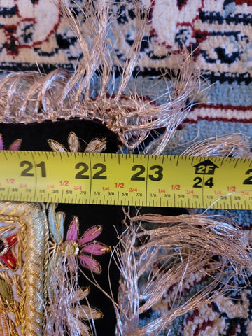 Vintage Oriental Golden 100% Silk Embroided Patchwork. Great Mother's Day Gift.