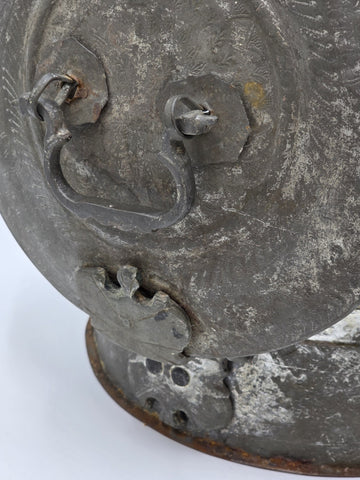 1800s Antique Toleware Apothecary/ Medicine Mixing Box, W Canisters in Round Tin