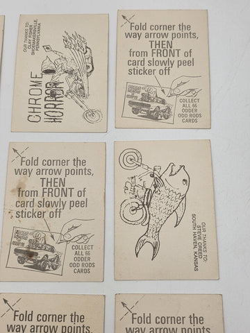 1970 Donruss Odd Rods Sticker Cards Lot of 12 Hot Rod Monster Rat Fink Style